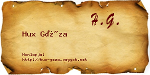Hux Géza névjegykártya